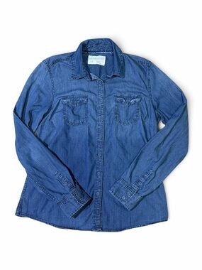 Aeropostale Chambray Denim Button Down Shirt Blue Jean Top Size Large